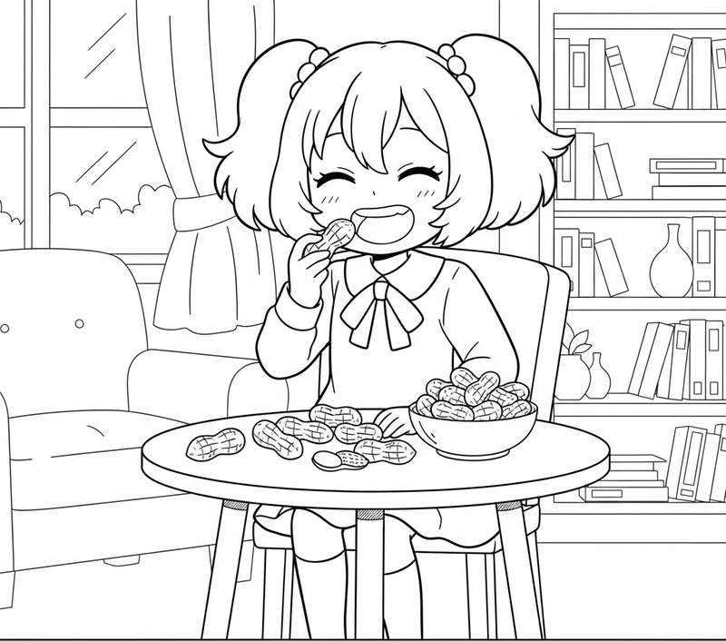 Ảnh tô màu Anya chibi dễ in cho bé