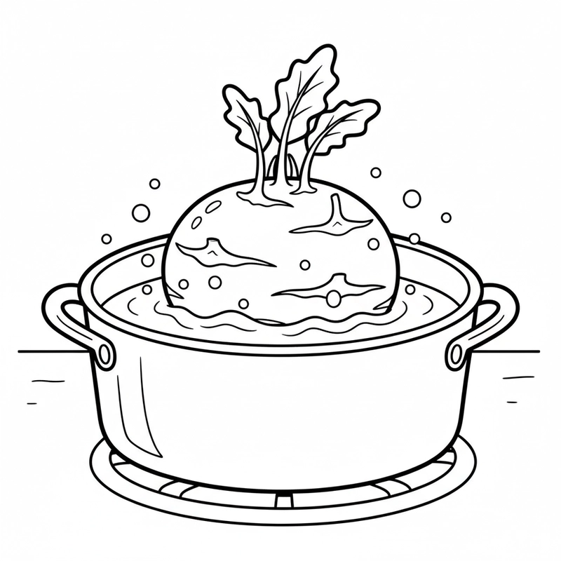 Bé học tô màu củ su hào