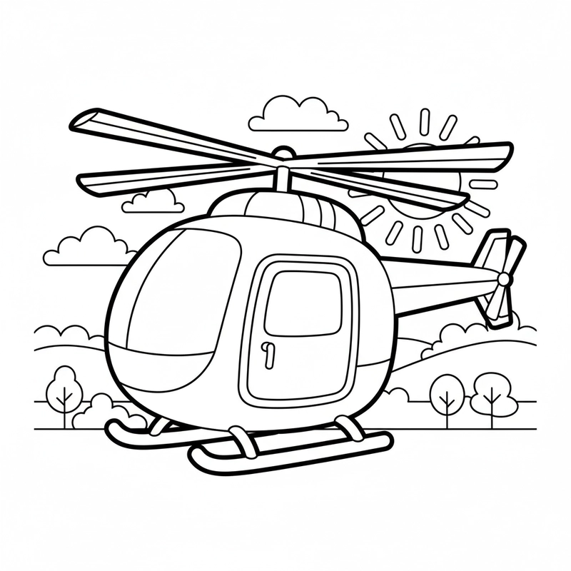 Bé học tô màu máy bay trực thăng