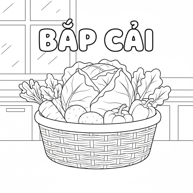 Bé học vẽ và tô màu bắp cải