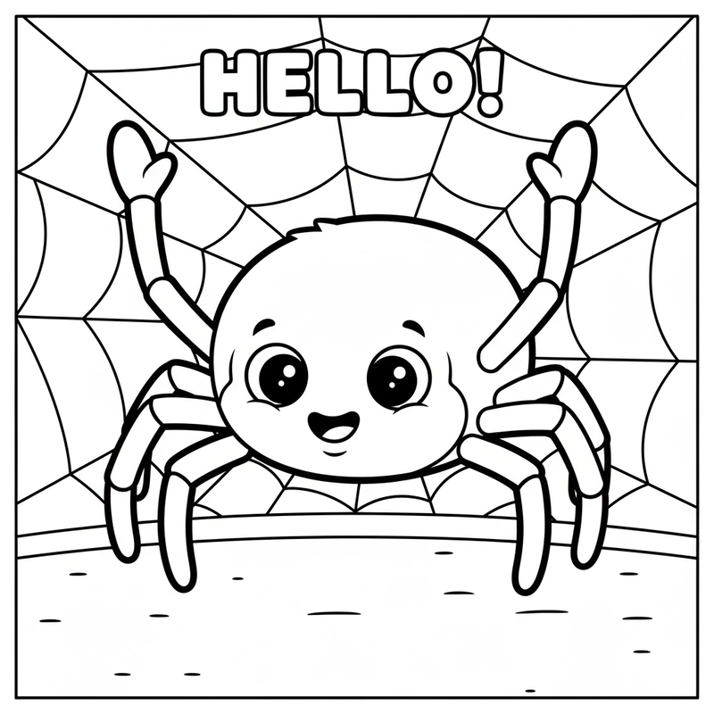 Bé tập tô con nhện dễ thương