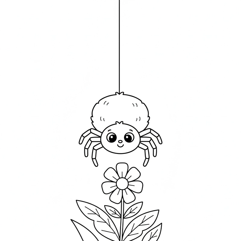 Bé tập tô hình con nhện