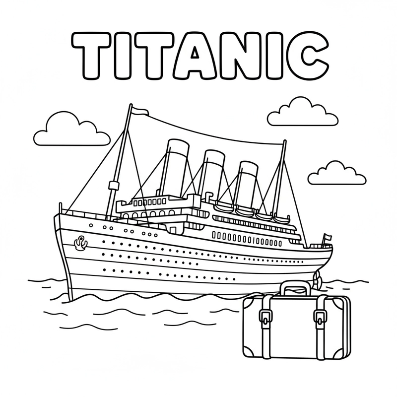 Bé tập tô hình con tàu Titanic