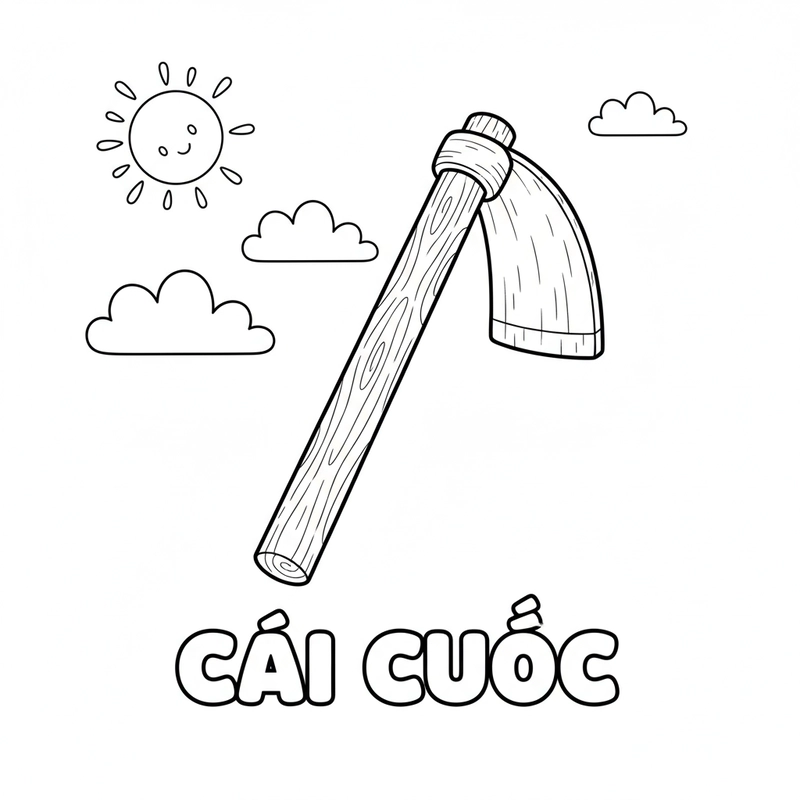 Bé tập tô hình dụng cụ nghề nông