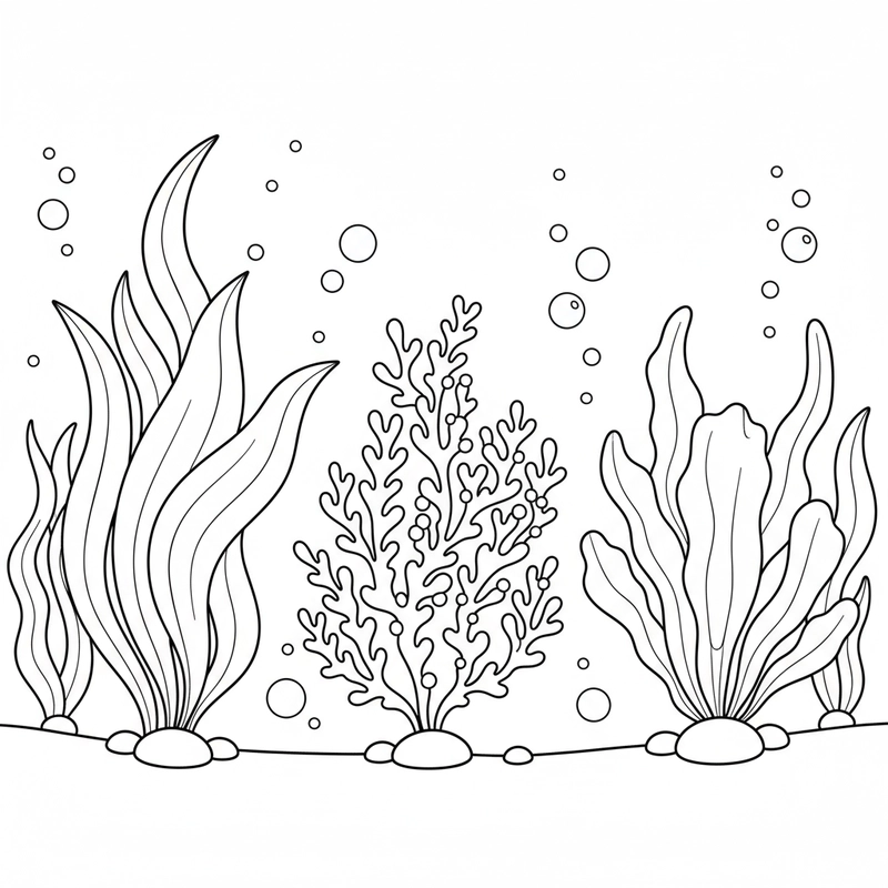 Bé tập tô hình rong biển vui nhộn