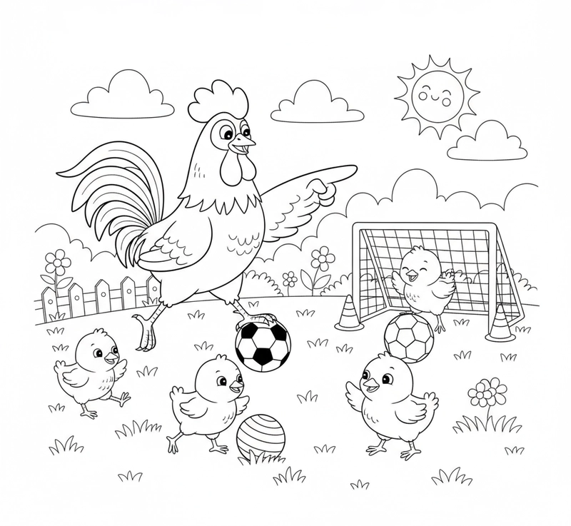 Bé tập tô màu đàn gà