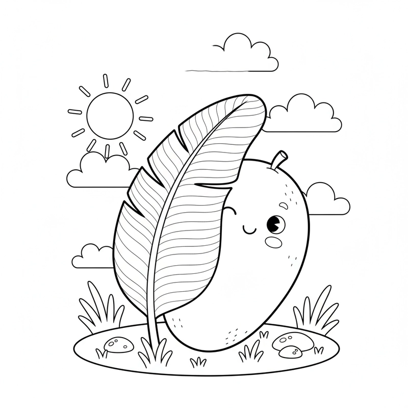 Bé tập tô màu quả xoài