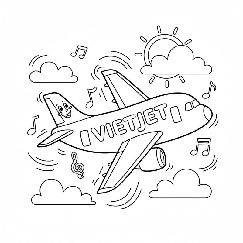 Bé tập tô máy bay Vietjet