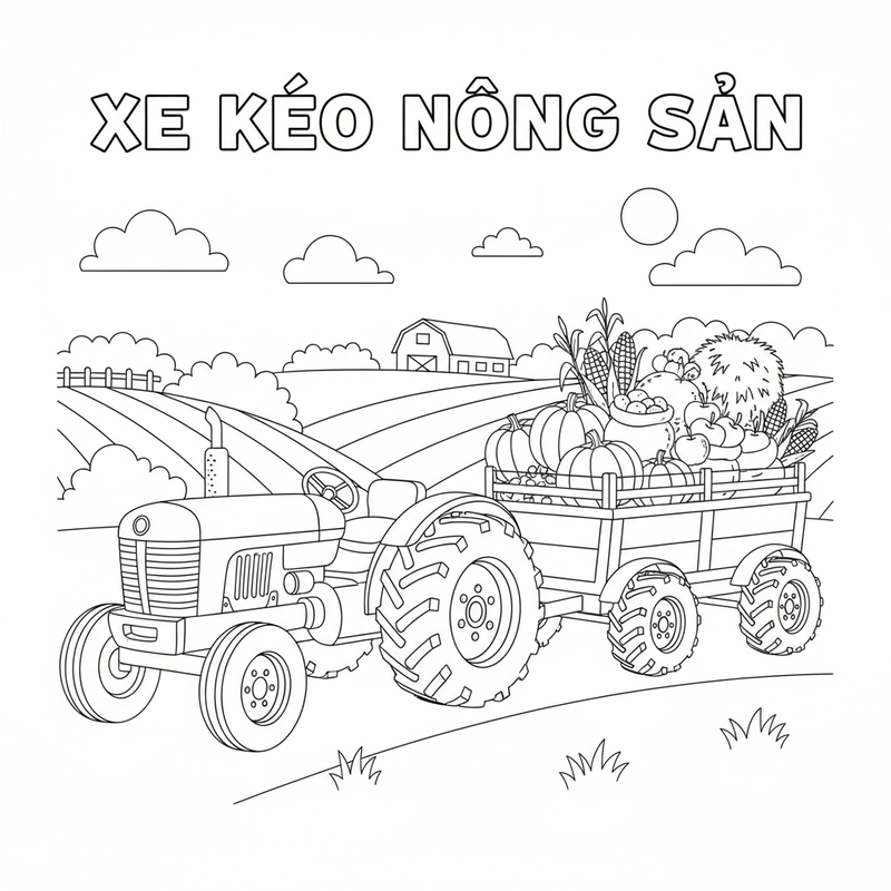 Bé tô màu hình dụng cụ nghề nông