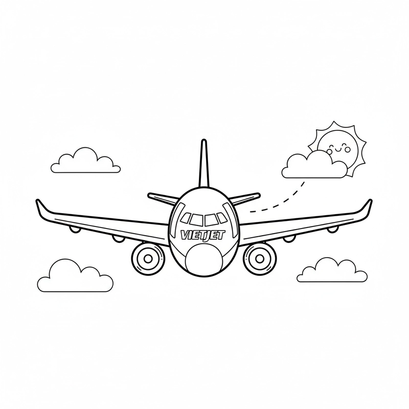 Bé tô màu máy bay Vietjet nhỏ nhắn