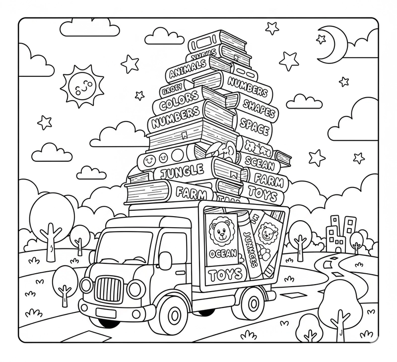 Bé tô màu xe ô tô tải ngộ nghĩnh