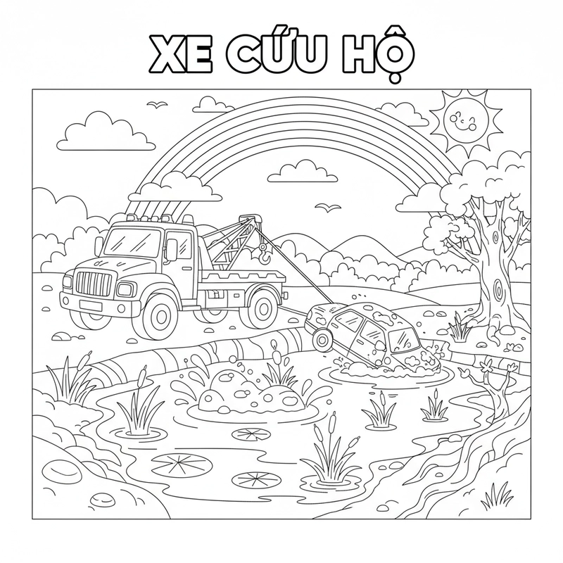 Bé yêu thích tô màu xe cứu hộ