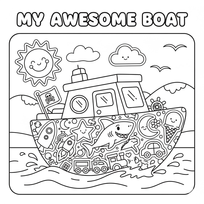 Ca nô trên biển tô màu