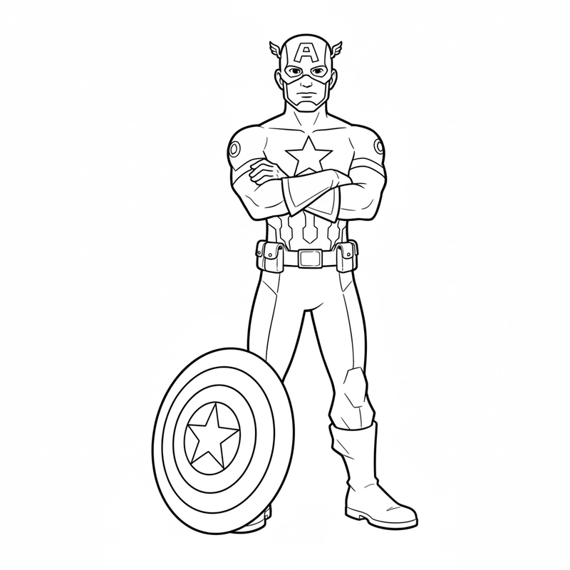 Hình Đội Trưởng Mỹ tô màu ngộ nghĩnh