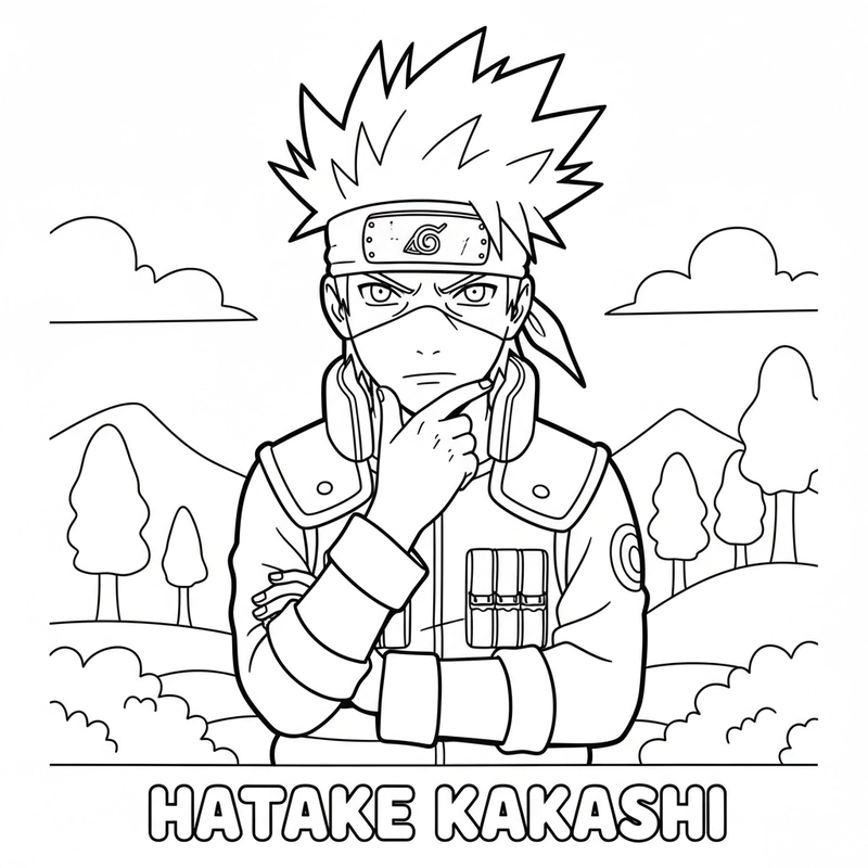 Hình Kakashi tô màu ngộ nghĩnh