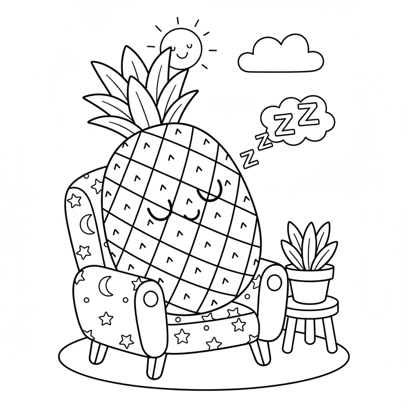 Hình Quả Dứa tô màu cho bé