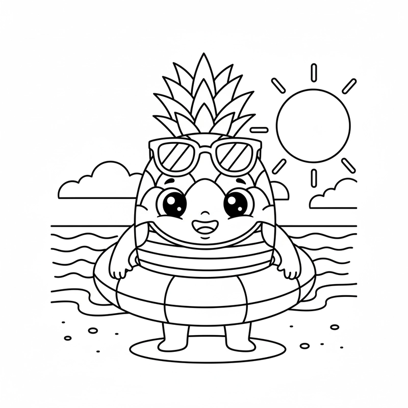 Hình Quả Dứa tô màu cute