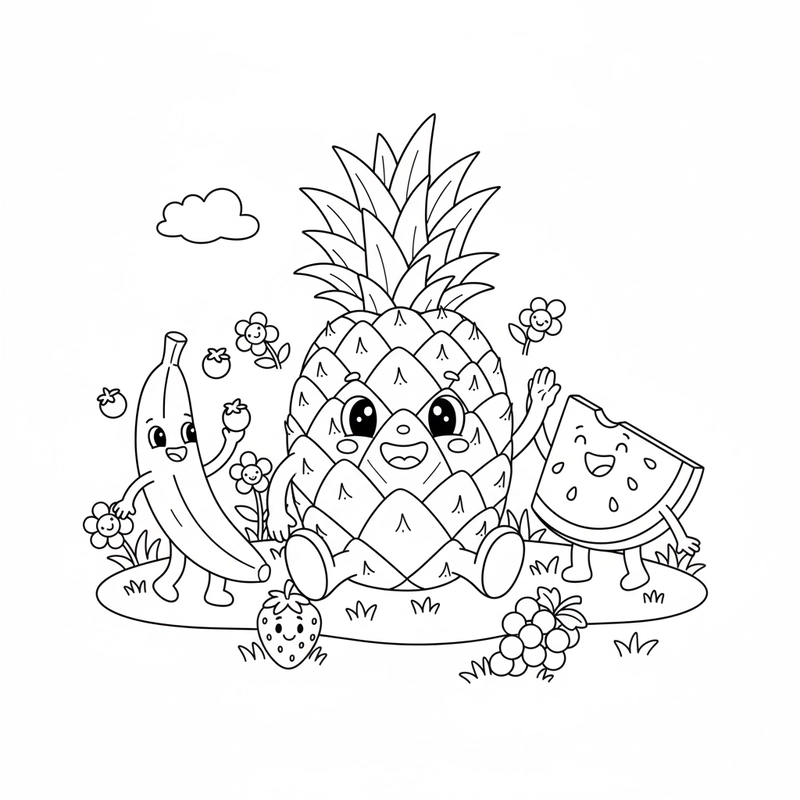 Hình Quả Dứa tô màu đáng yêu