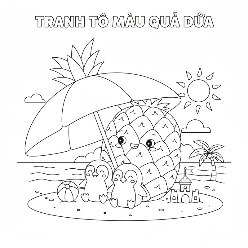 Hình Quả Dứa tô màu dễ in