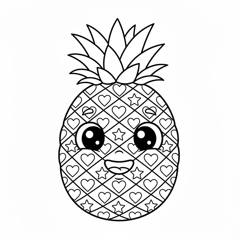 Hình Quả Dứa tô màu dễ tô