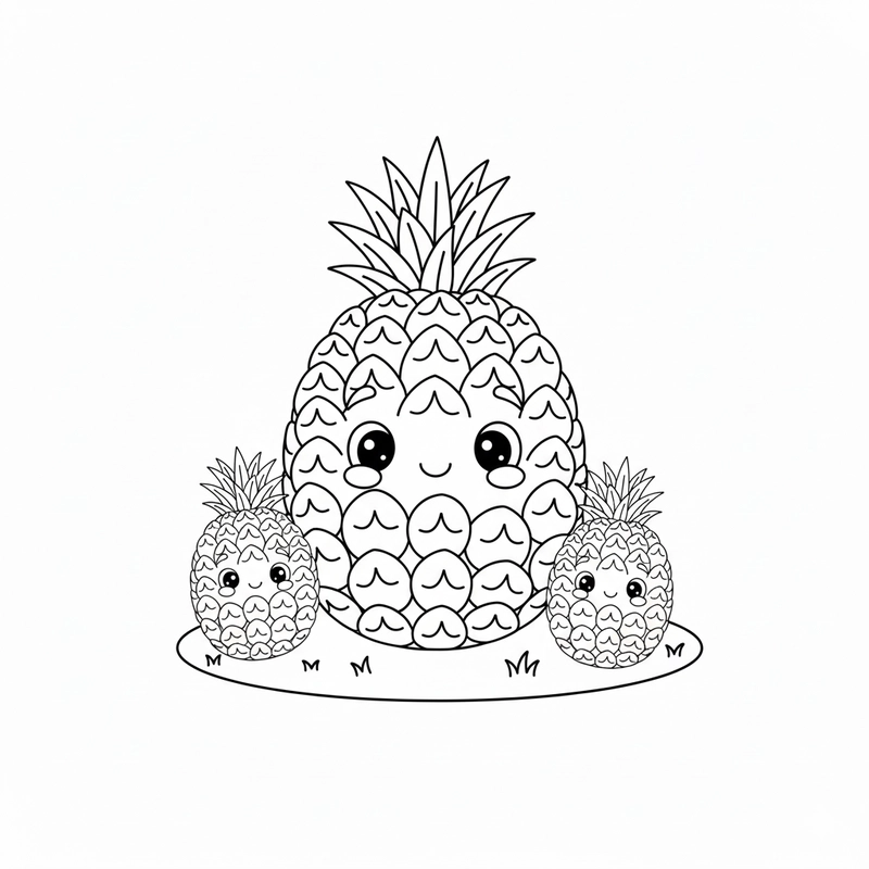 Hình Quả Dứa tô màu sáng tạo