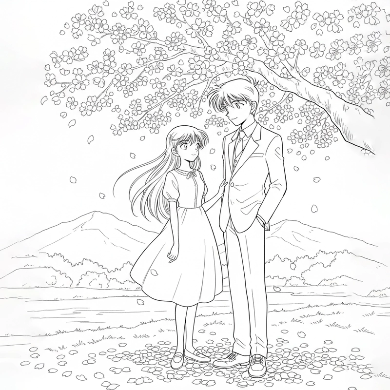 Hình Shinichi và Ran tô màu đẹp