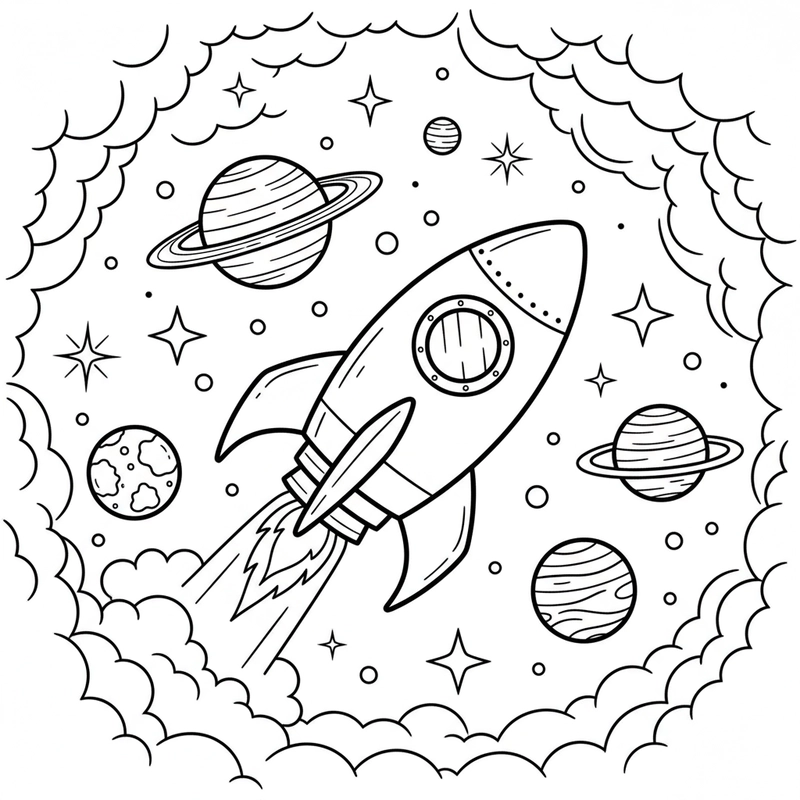 Hình Tên Lửa tô màu đáng yêu