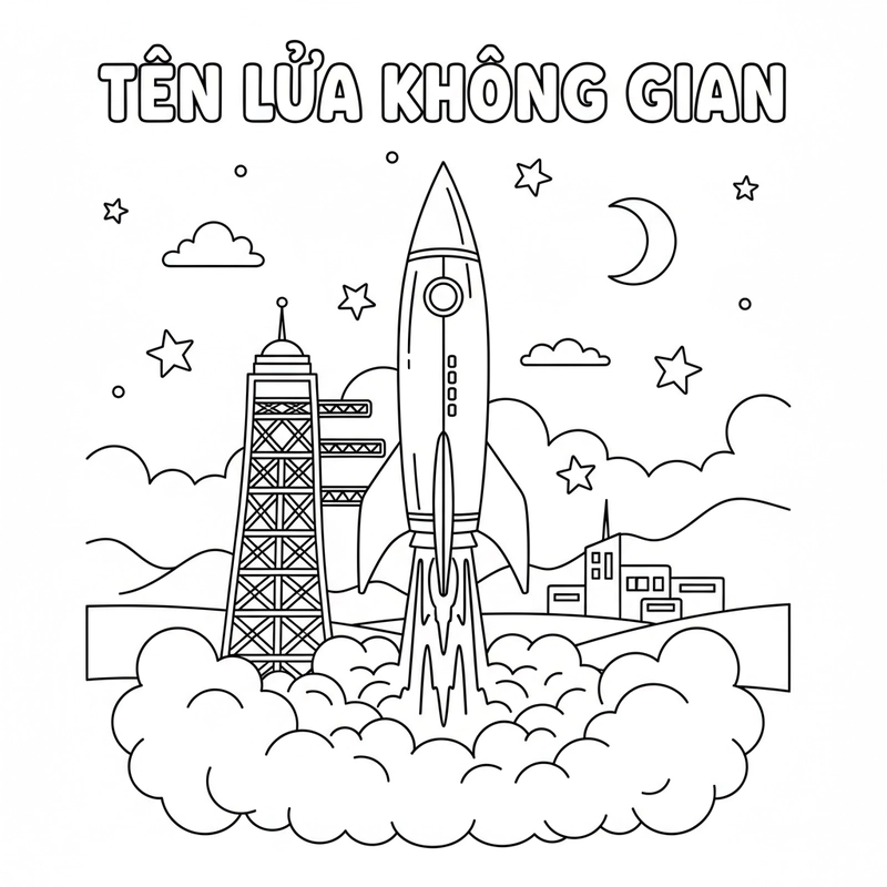 Hình Tên Lửa tô màu dễ in