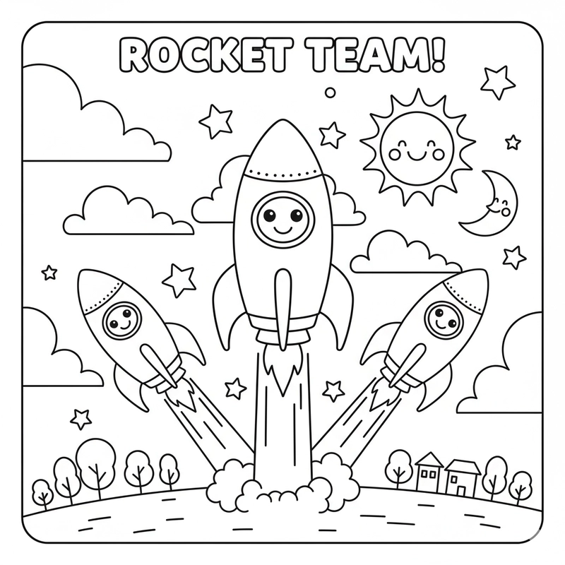 Hình Tên Lửa tô màu dễ thương