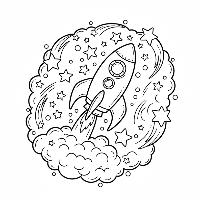 Hình Tên Lửa tô màu rõ nét