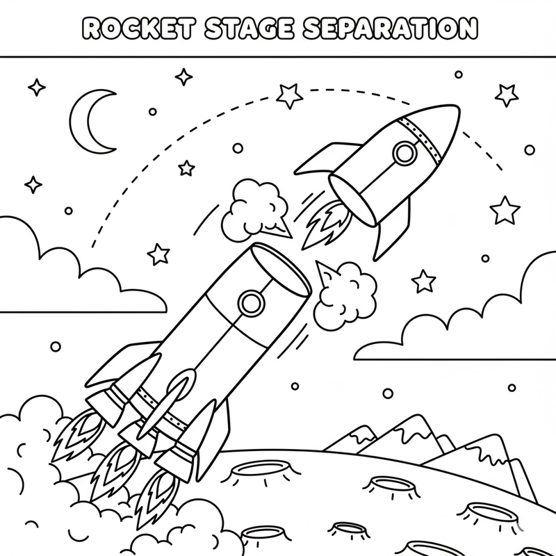 Hình Tên Lửa tô màu sinh động