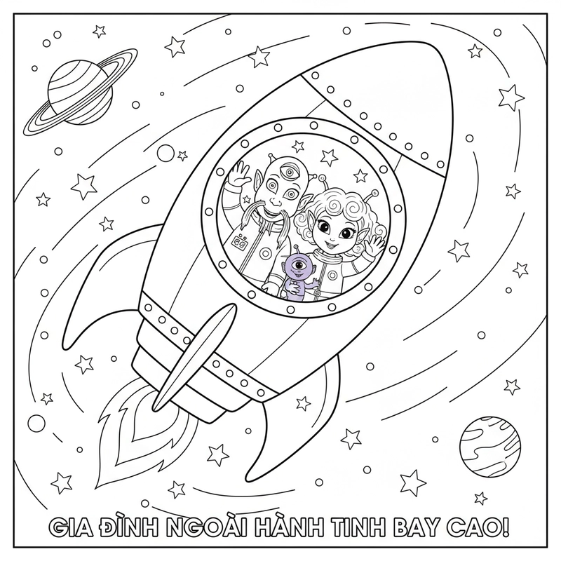 Hình Tên Lửa tô màu vui nhộn