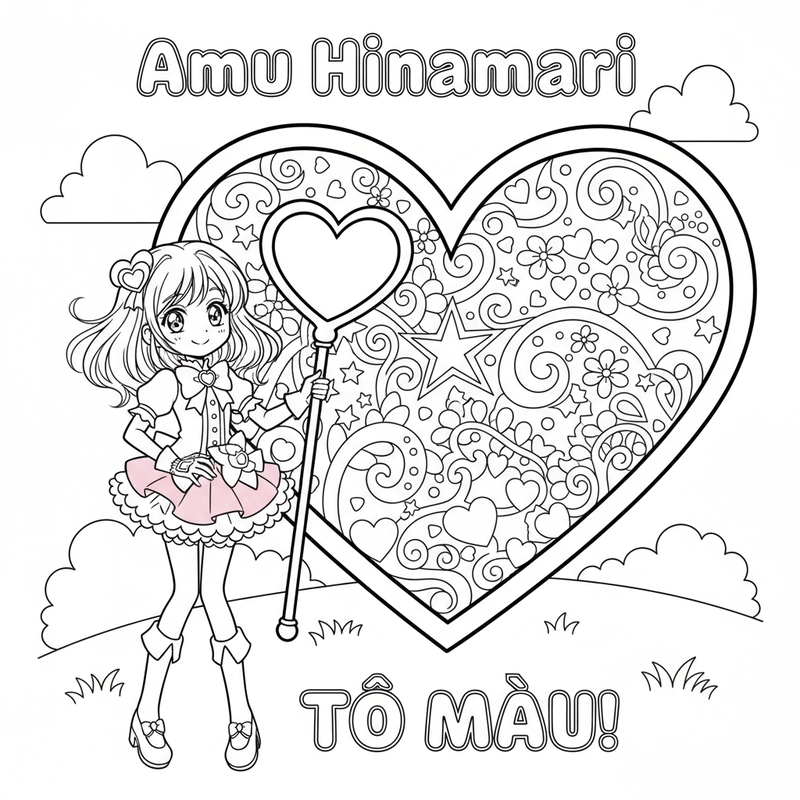 Hình Thiên Thần Hộ Vệ Amu Hinamori tô màu