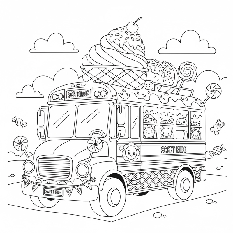 Hình Xe Khách tô màu đầy màu sắc
