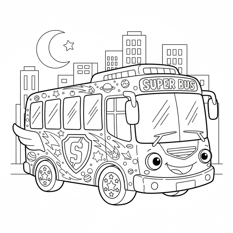 Hình Xe Khách tô màu đơn giản, dễ in