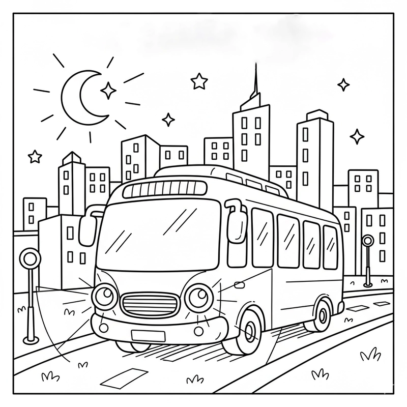 Hình Xe Khách tô màu hấp dẫn cho trẻ nhỏ