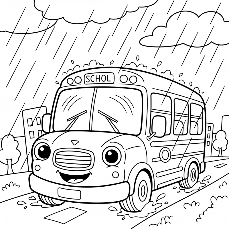 Hình Xe Khách tô màu rõ nét, dễ tô