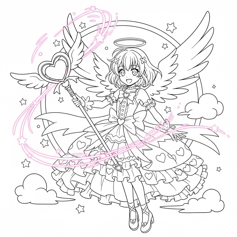Hình ảnh tô màu Thiên Thần Hộ Vệ Dia xinh đẹp