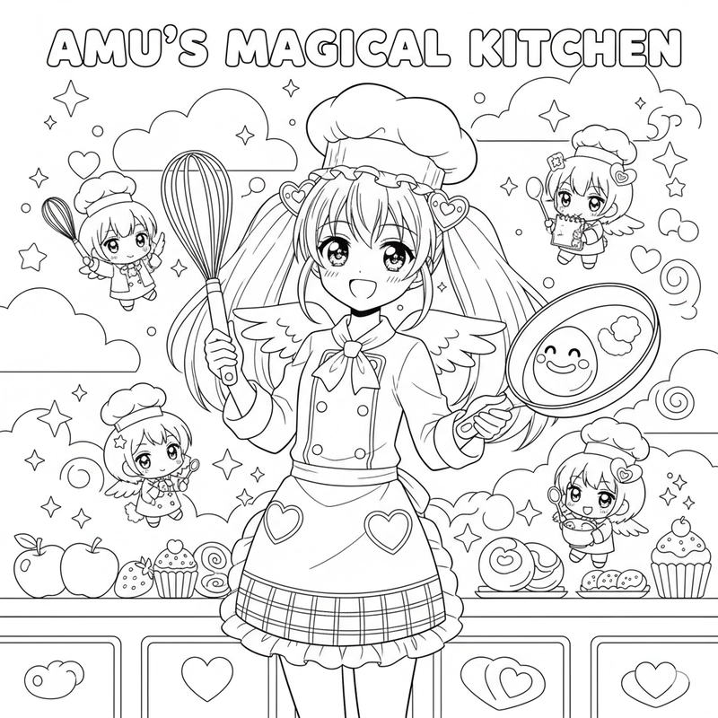 Hình ảnh tô màu Thiên Thần Hộ Vệ anime