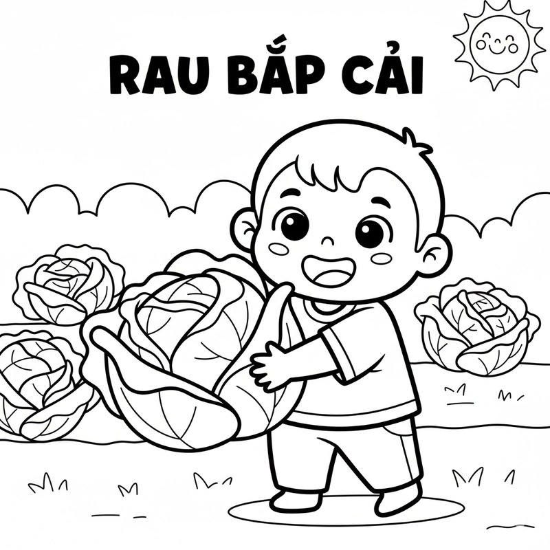 Hình bắp cải cho bé tập tô