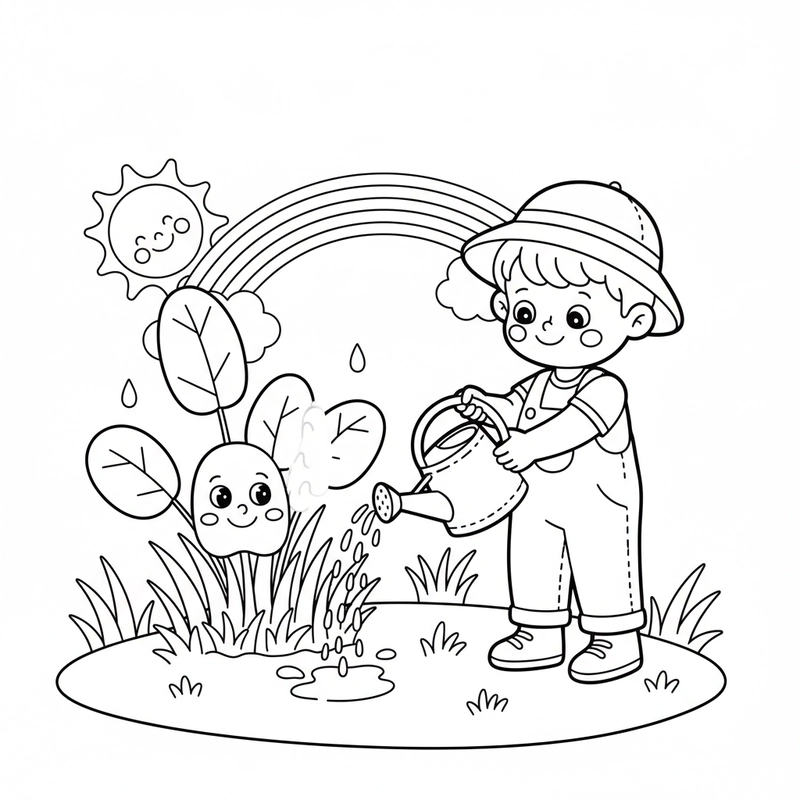 Hình bụi cỏ tô màu cho bé