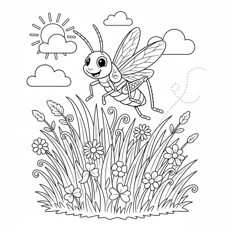 Hình bụi cỏ tô màu đẹp