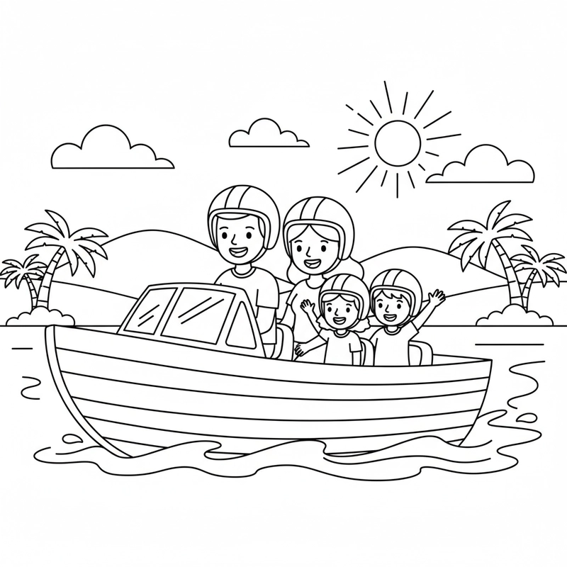 Hình ca nô vui nhộn cho bé