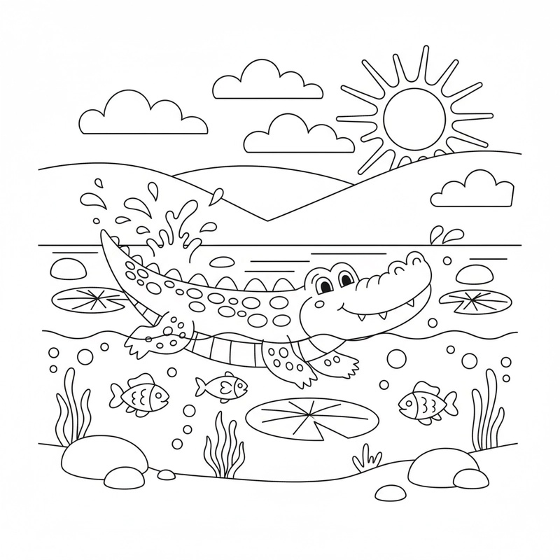 Hình cá sấu cho bé tô màu