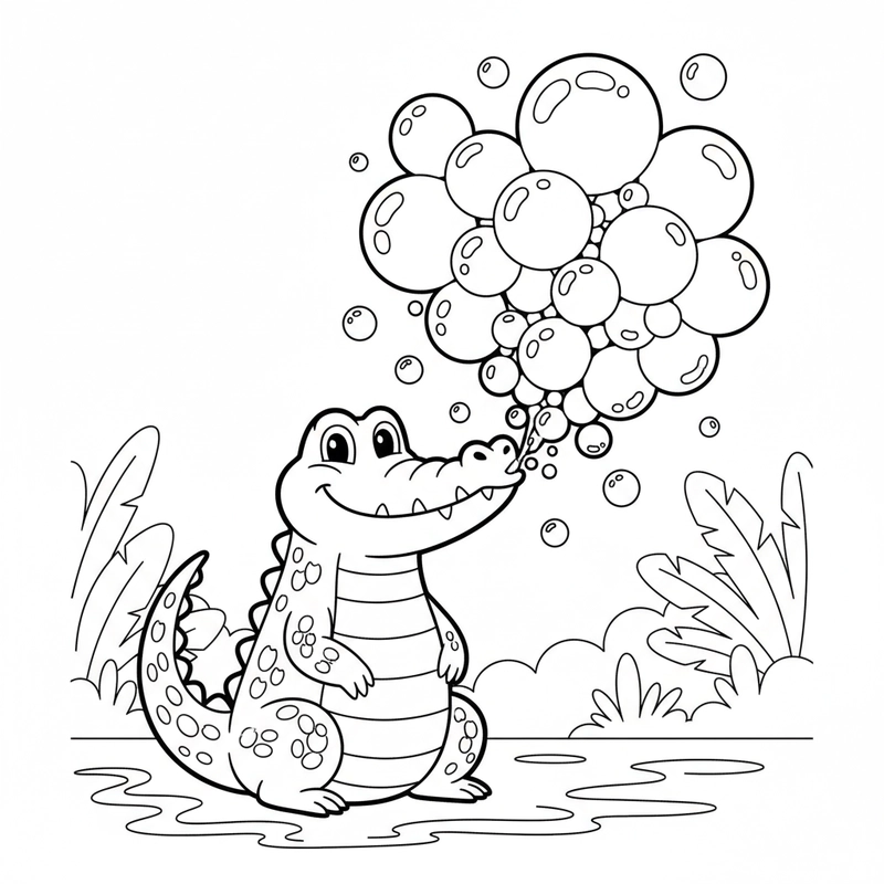 Hình cá sấu tô màu ngộ nghĩnh