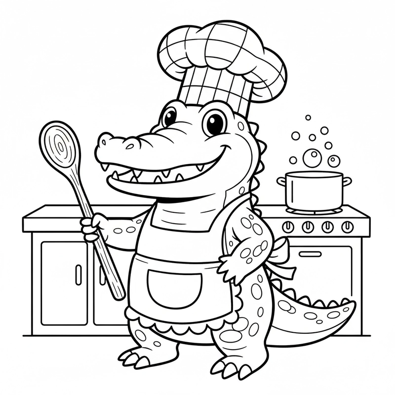 Hình cá sấu tô màu sinh động