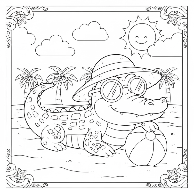 Hình con cá sấu tô màu cho bé