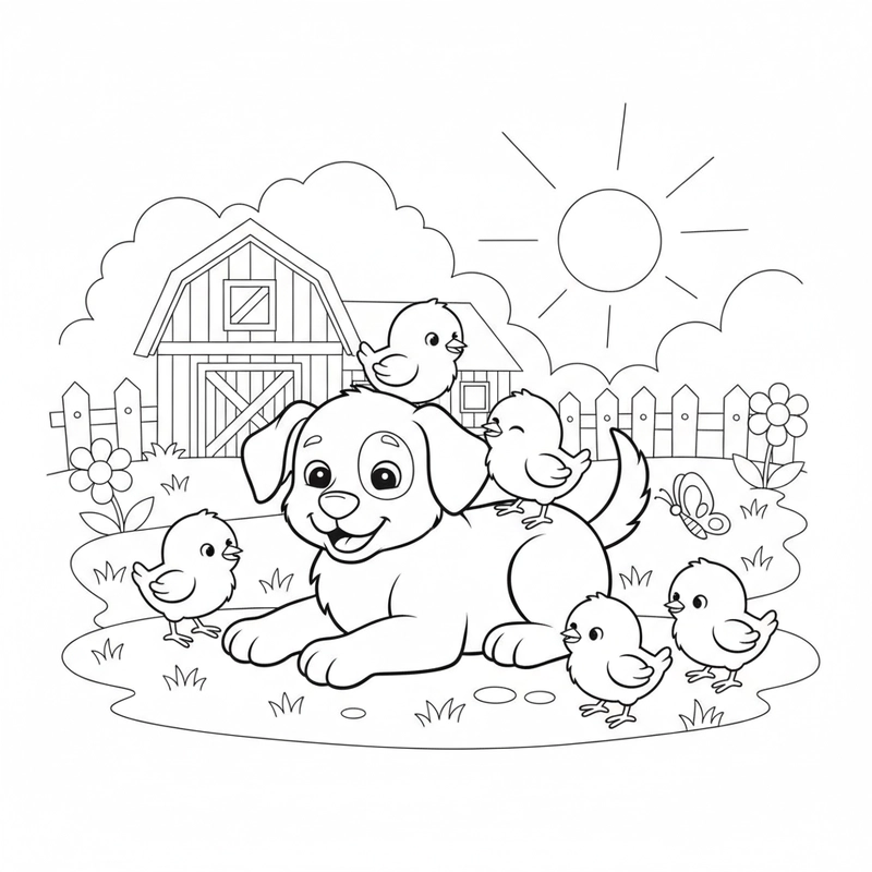 Hình đàn gà con tô màu