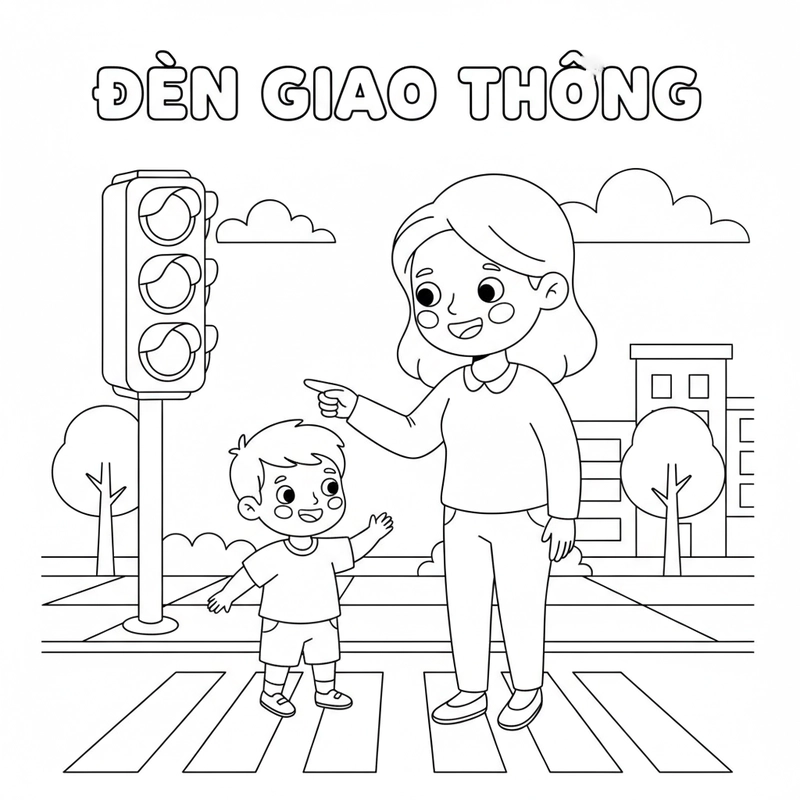 Hình đèn giao thông cho bé tô