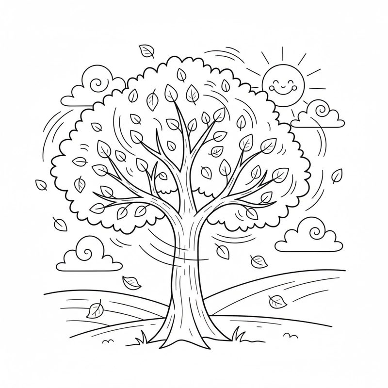 Hình lá cây tô màu sáng tạo